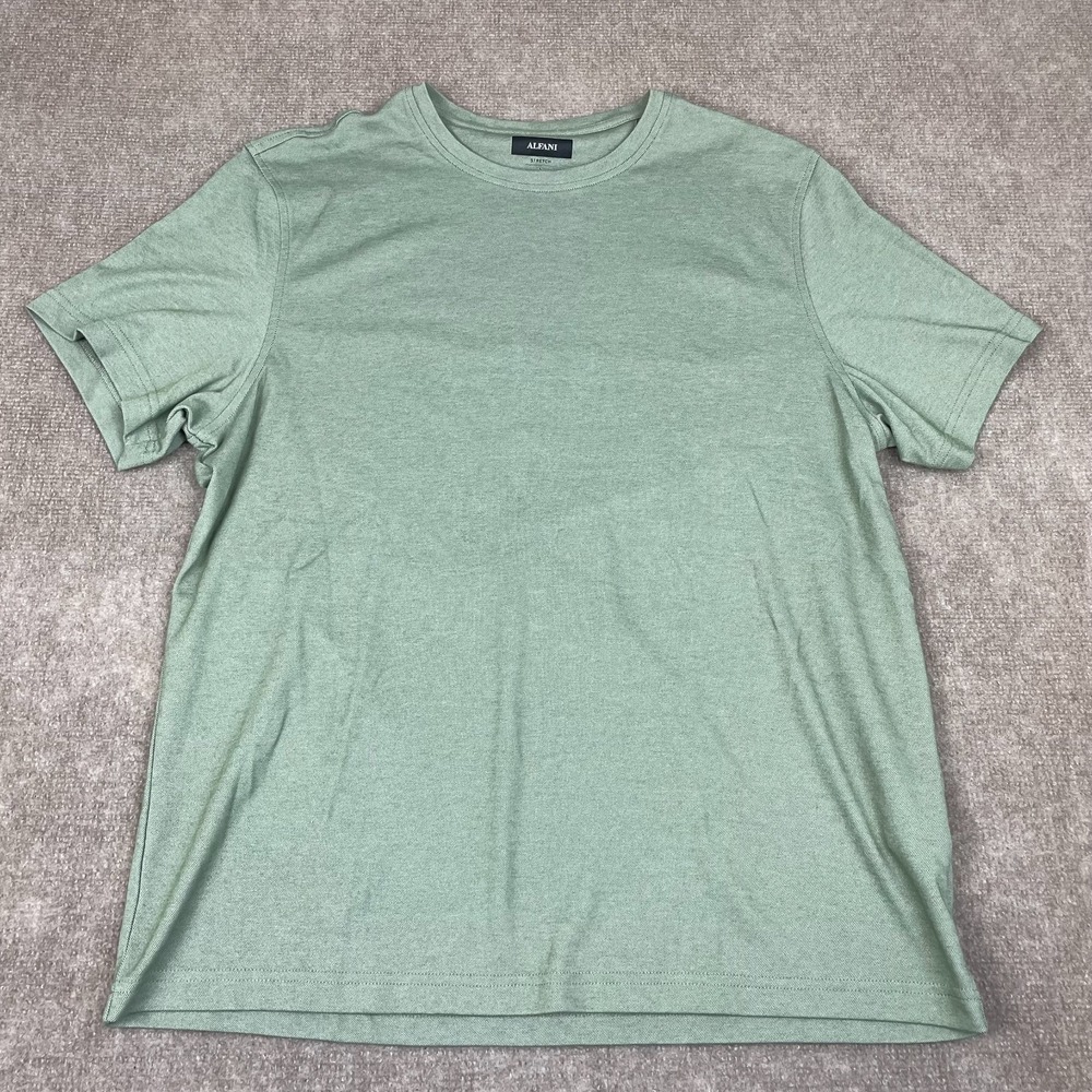Alfani T Shirt Mens Large Green Textured Supima Cotton Stretch Crew Neck Casual
